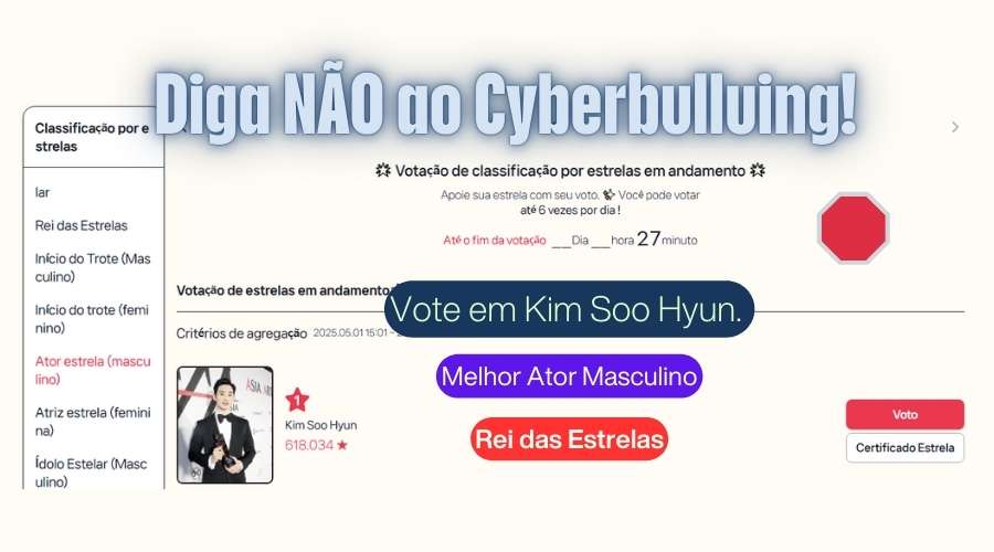 Vote em Kim Soo Hyun e Diga Não ao Stalking Virtual: Como Apoiar o Ator e Combater o Ódio Online